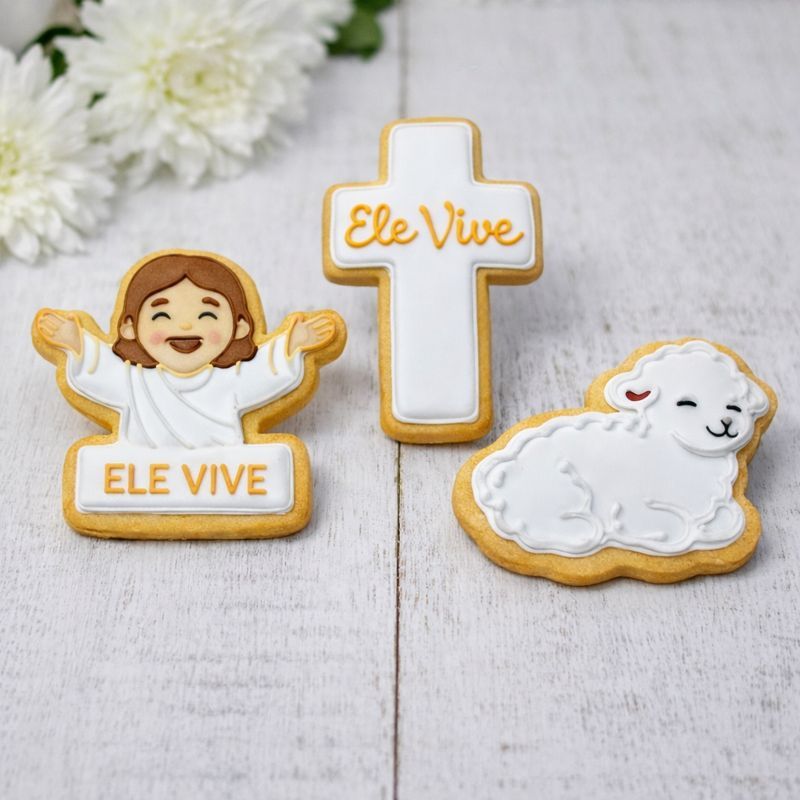 Kit Cortador de Biscoito Páscoa Cristã Ele Vive – Biscoitos e Pasta Americana em Oferta na Shopee