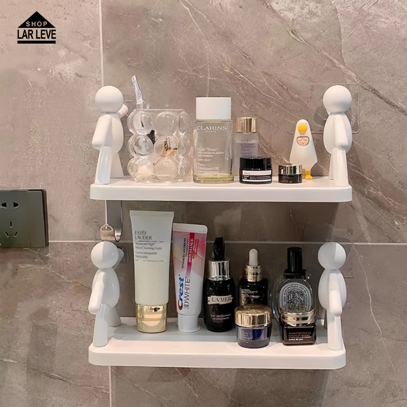 Prateleira Buddy Retangular Design Lúdico - Branco/Cinza, Fácil Instalação para Quarto/Cozinha​ em Oferta na Shopee