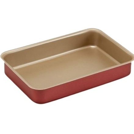 Assadeira Forma Alta Antiaderente Teflon Retangular 4,5 L Cor Cereja com Bege