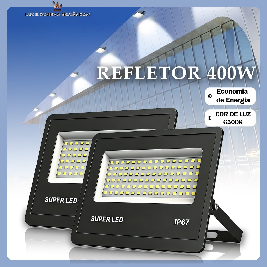 Kit 2 a 5 Refletor LED 400W IP67 à Prova d'Água, Luz Branca, Bivolt - Iluminação Externa em Oferta na Shopee