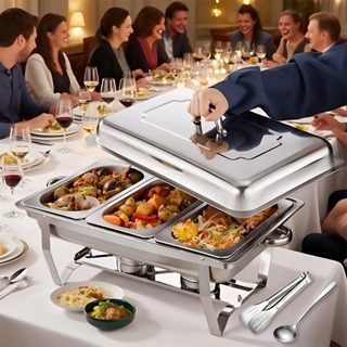 Rechaud Profissional Inox 12L com 1, 2 ou 3 Divisórias para Buffet Festas Eventos NOXMIX em Oferta na Shopee