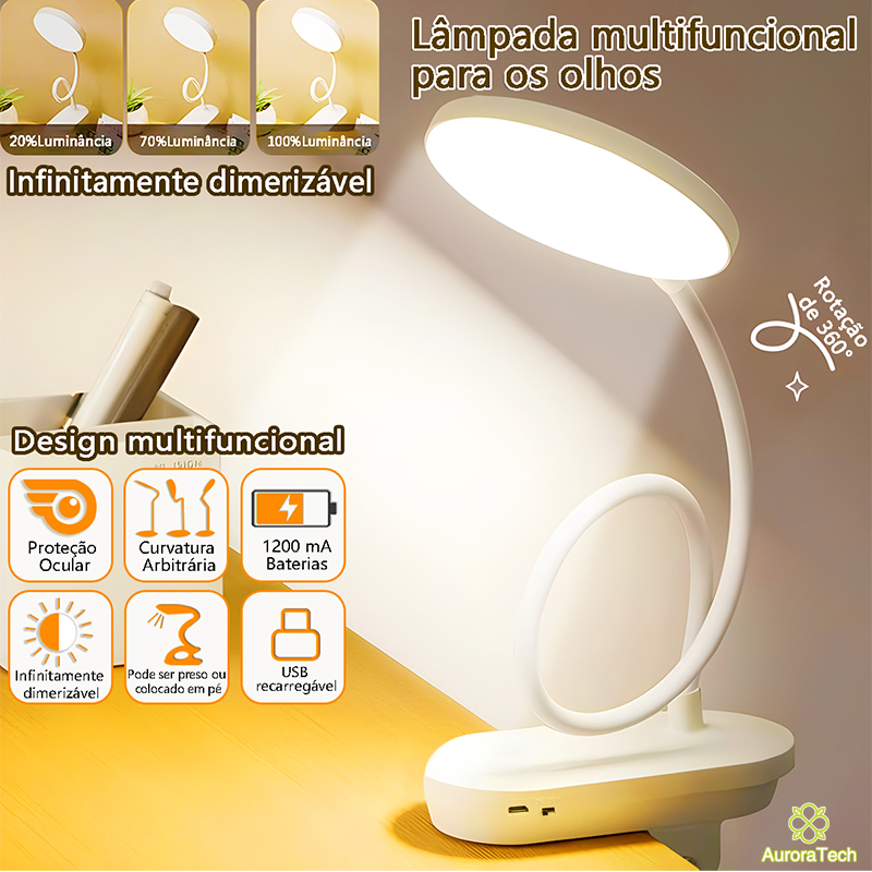 Luminária Recarregável Sem Fio Braço Flexível Toque  LED Portátil Para Cama E Escritório em Oferta na Shopee