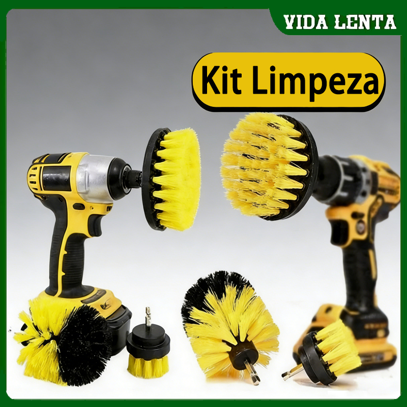 Kit Escovas De Limpeza Pesada Encaixe Parafusadeira Furadeira Para Limpeza Automotiva Lavar Sofás Tecidos Couros Estof