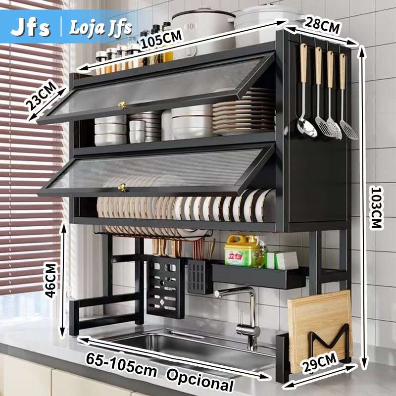 Escorredor de Louça Suporte de Pratos com Drenagem de Água de Múltiplas Camadas e Aço Carbono Resistente em Oferta na Shopee