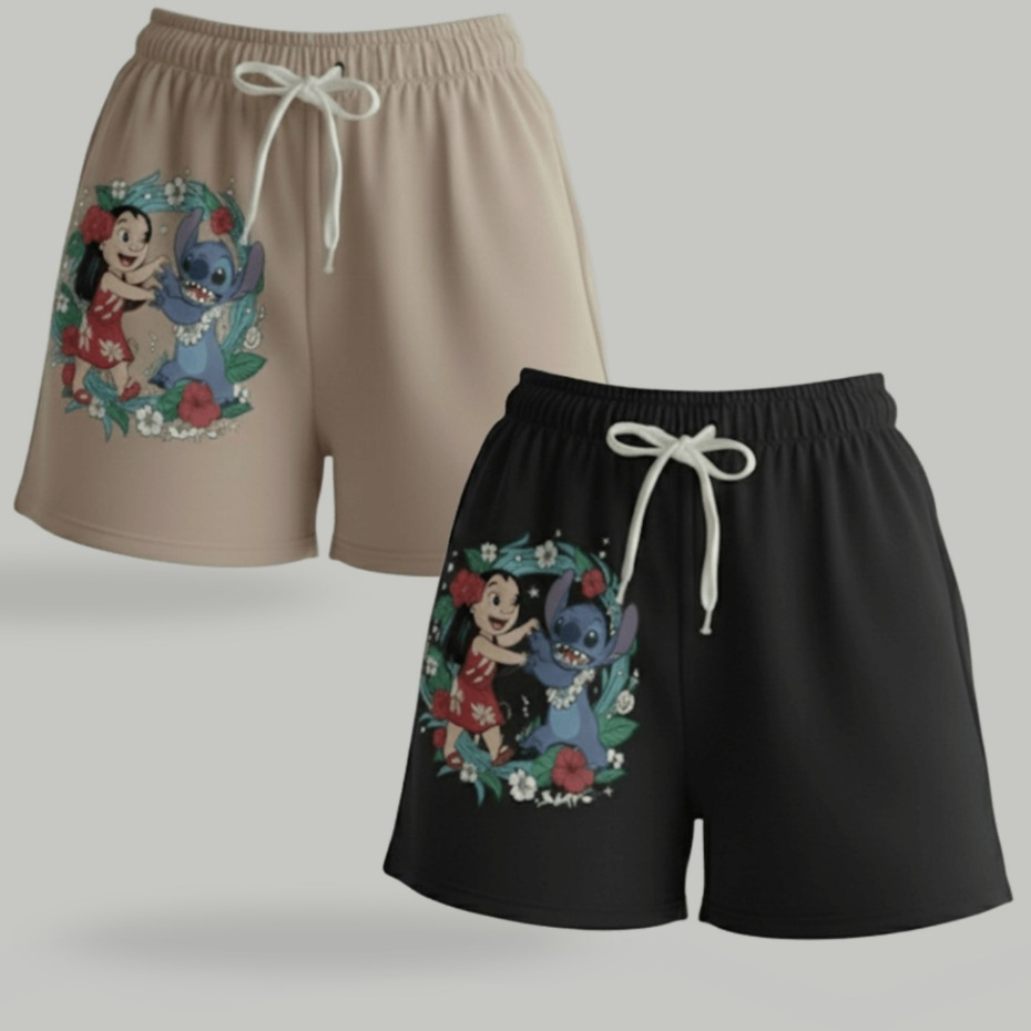 Kit 2 Short Tactel Feminino Stitch Elastano Cores Básicas Academia Corrida Moda Praia Verão Piscina