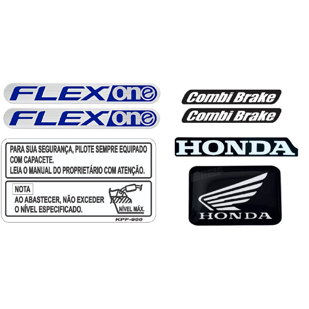 Kit de 5 Emblemas Adesivos Para Todas Moto Farol, Painel, Tanque, Paralama Titan Fan Cb300 Twister e outros