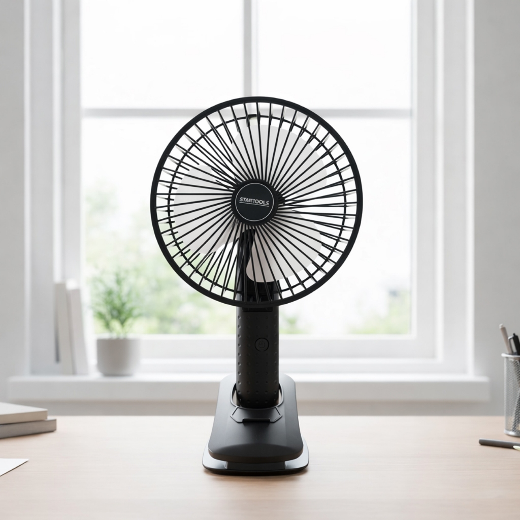 Mini Ventilador Portátil Recarregável com Suporte para Celular e Clipe Ajustável