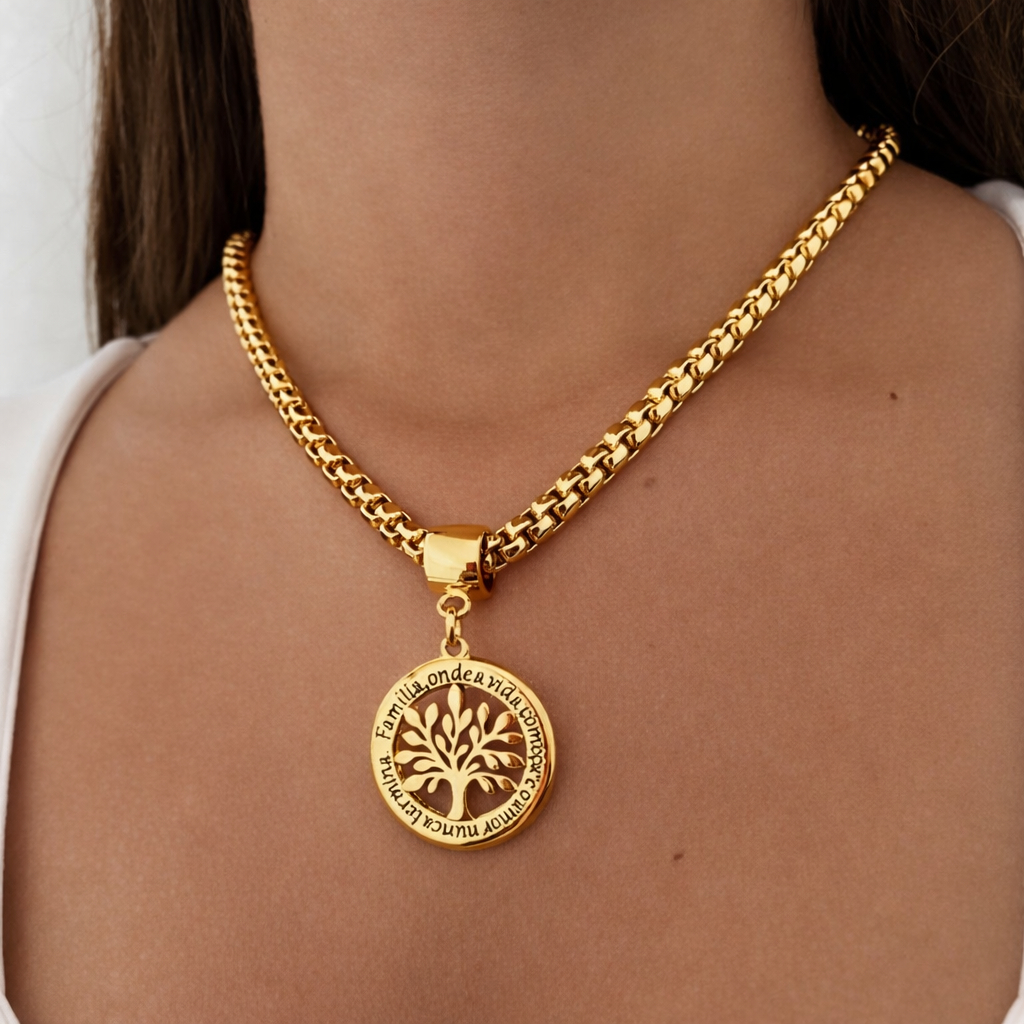 Colar semi joia arvore da vida corrente veneziana verniz italiano em Oferta na Shopee