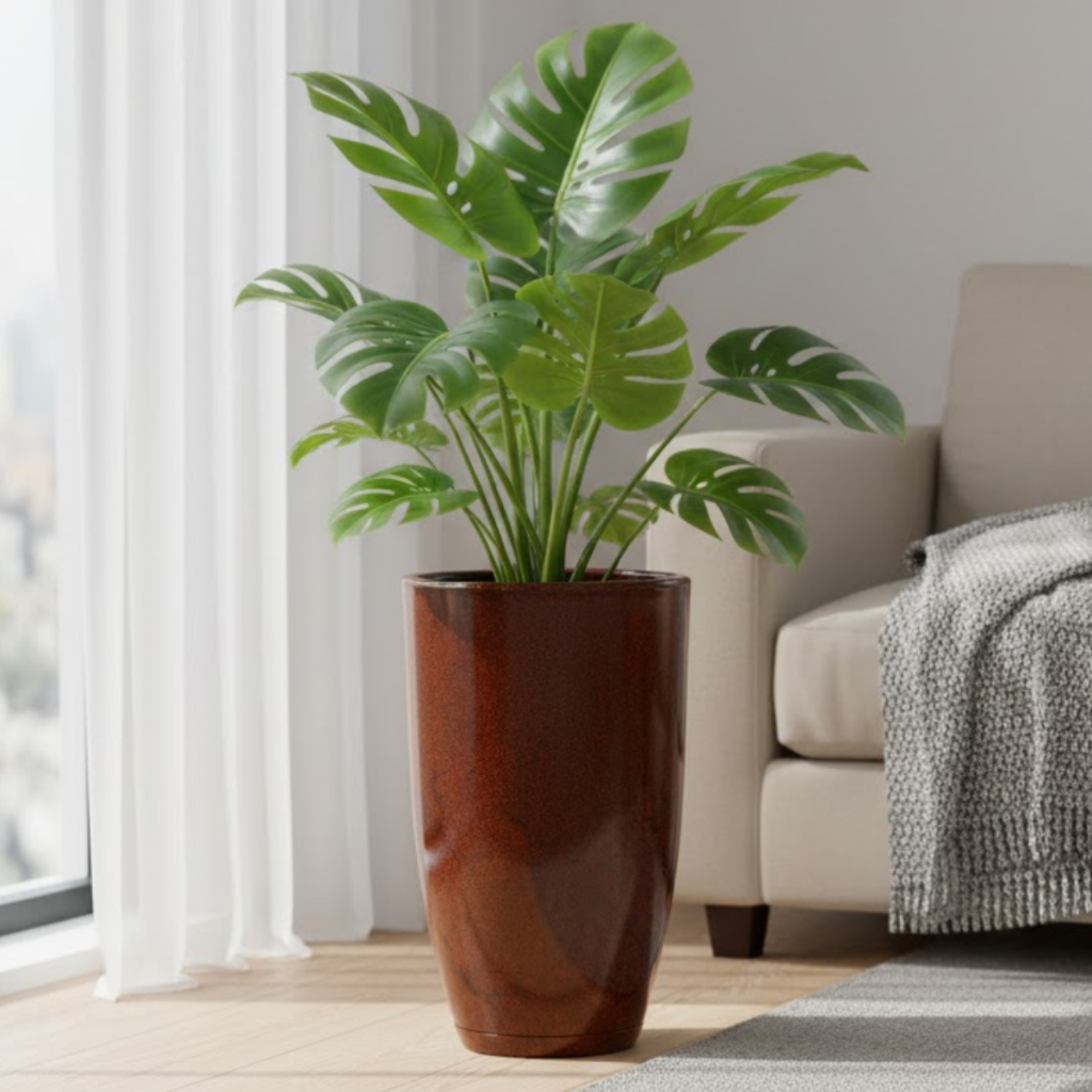 Vaso para planta polietileno coluna lisa polido moderna jardim sala N1 em Oferta na Shopee