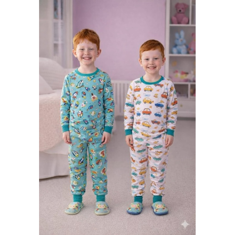 Kit 4 Peças pijama Infantil 2 Blusas manga Longa + 2 calças Masculino ou Feminino 1 a 10 Anos