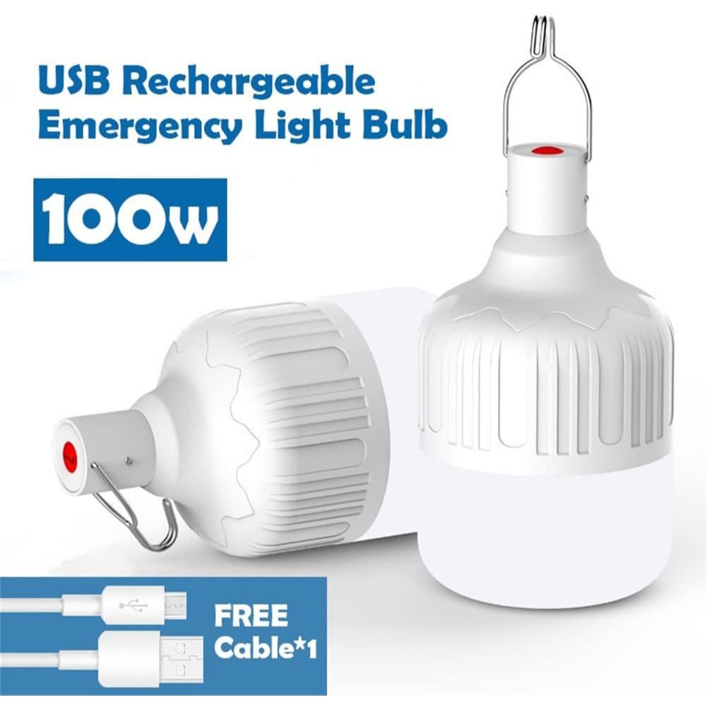 40w/100w Lâmpada Led emergência Lanterna Usb Recarregável Luz Camping Com Gancho Economia de energia em Oferta na Shopee