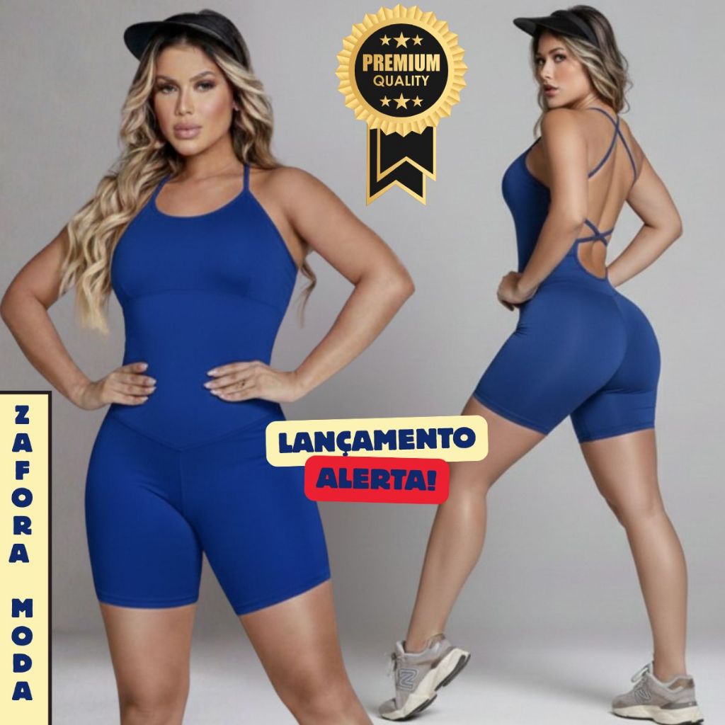 Macacão Feminino Fitness Curto Alça Fina Justo Versátil Verão Academia Treino Corrida