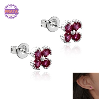 Par Brincos Feminino Flor Cravejado Prata 925 Legítima Antialérgico Zircônia Vermelha Delicados e Elegância em Oferta na Shopee