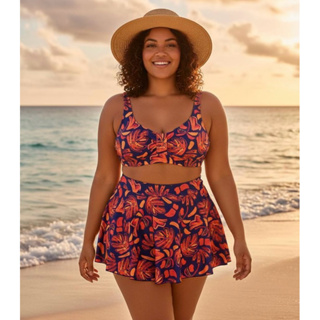 Conjunto Feminino com saia embutida em Oferta na Shopee