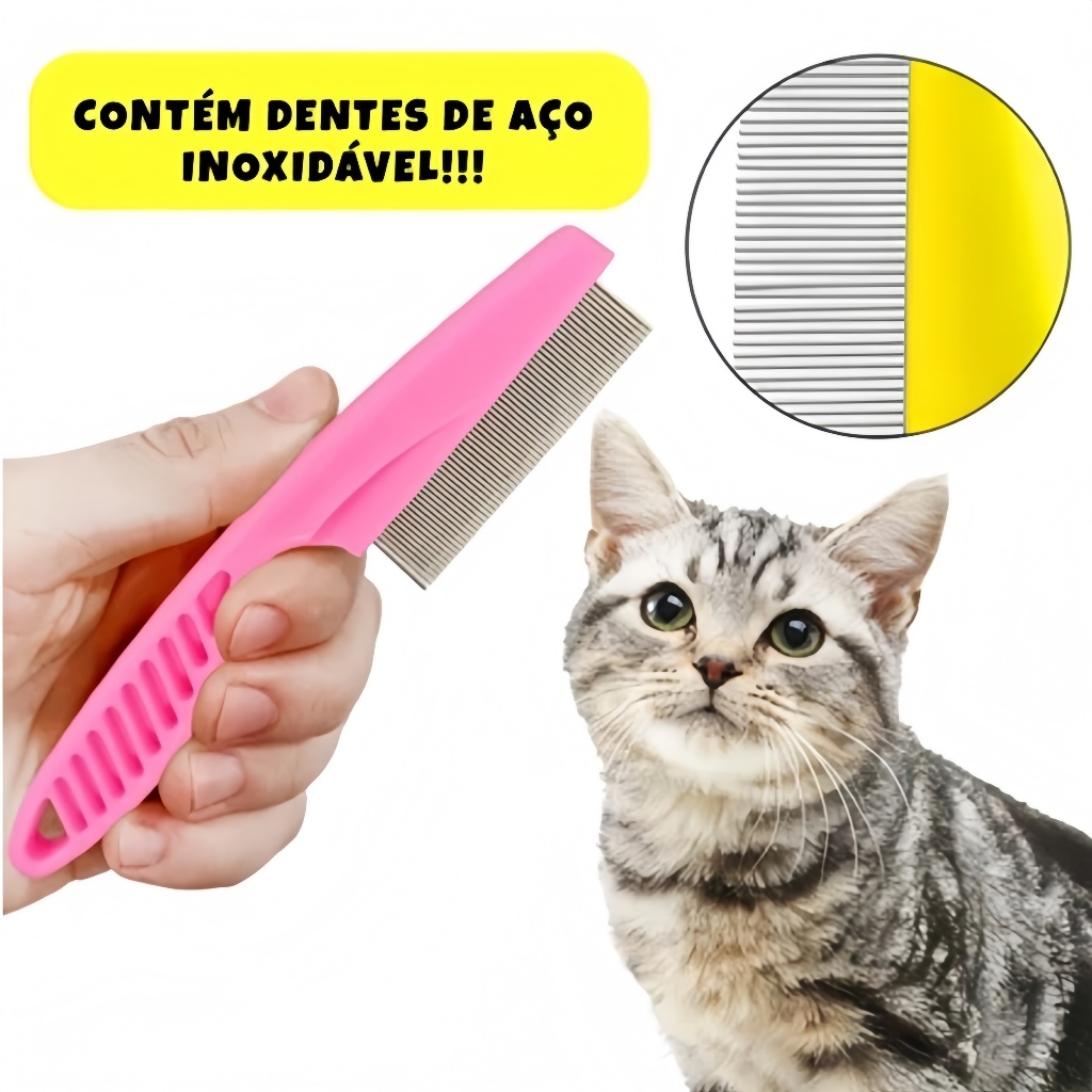 Pente Fino Anti Pulgas Lêndeas Pulgas Carrapatos Remelas Remove Pelos Mortos Cachorro Gato