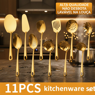 Conjunto de cozinha de aço inoxidável de 11 peças, conjunto de utensílios de cozinha completo em Oferta na Shopee