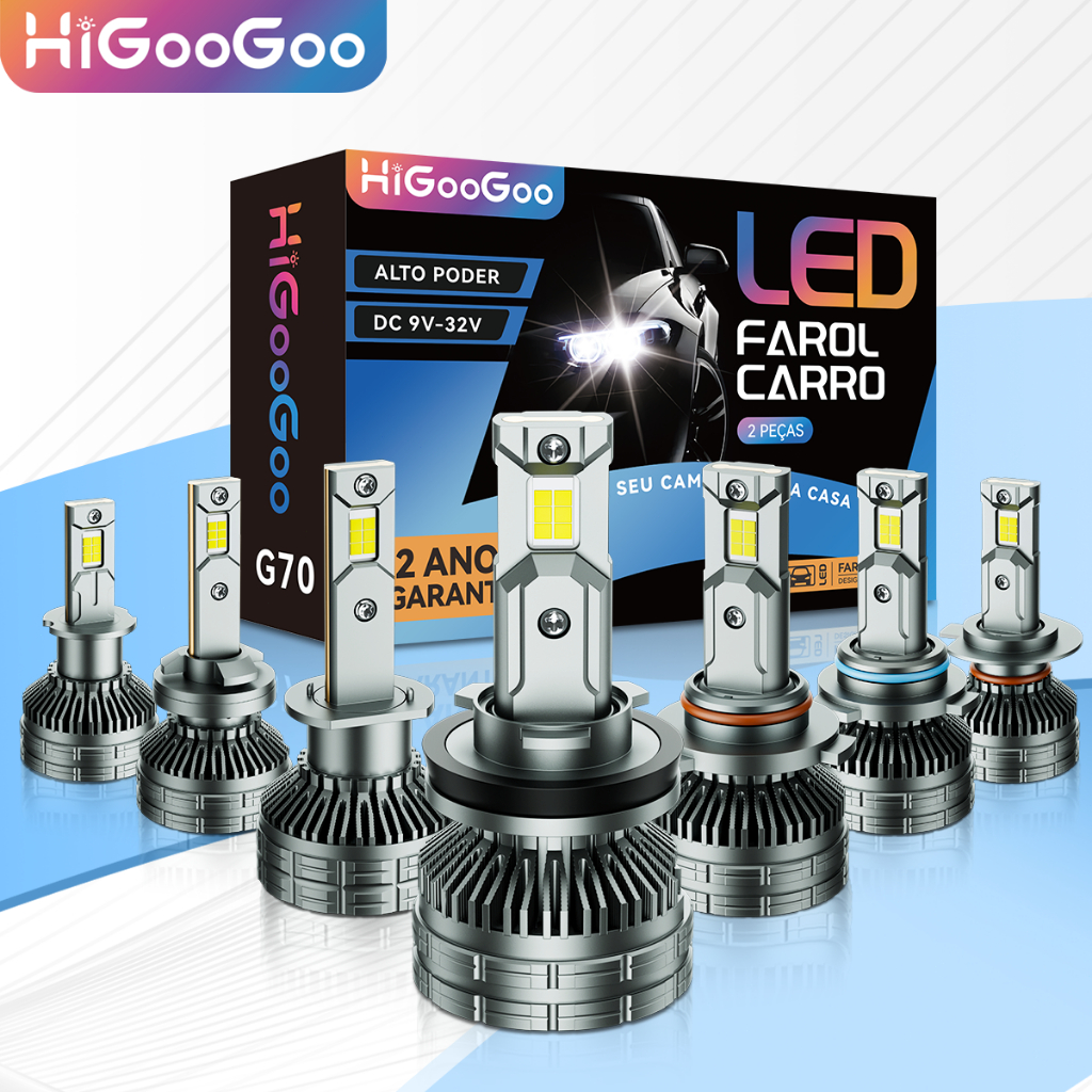 Higoogoo G70 200W 40000LM Carro Lâmpadas De Farol Luz LED 6500K H1/H3/H4/H7/H11/HB3 9005/HB4 9006/H27/880