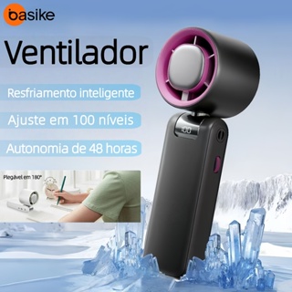 【Basike】Ventilador Portátil de Mão–100 Nível+Refrigeração, Bateria 6000mAh,18000RPM, Rotação de 180° em Oferta na Shopee