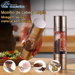 Moedor de Sal e Pimenta 2 em 1 Moinhos de Pimenta de Sal de Aço Inoxidável Manual com Cerâmica Ajustável
