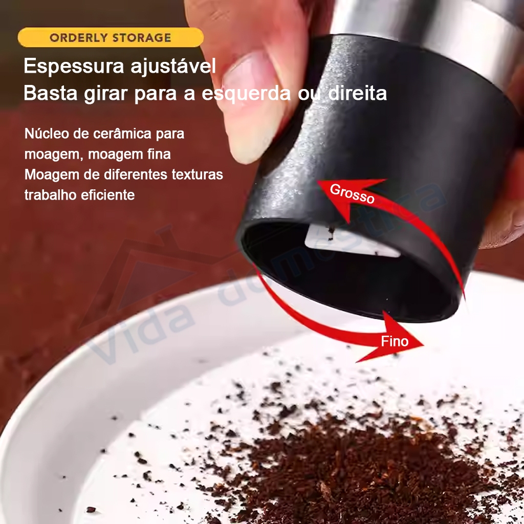 Moedor de Sal e Pimenta 2 em 1 Moinhos de Pimenta de Sal de Aço Inoxidável Manual com Cerâmica Ajustável — imagem 2 de 2