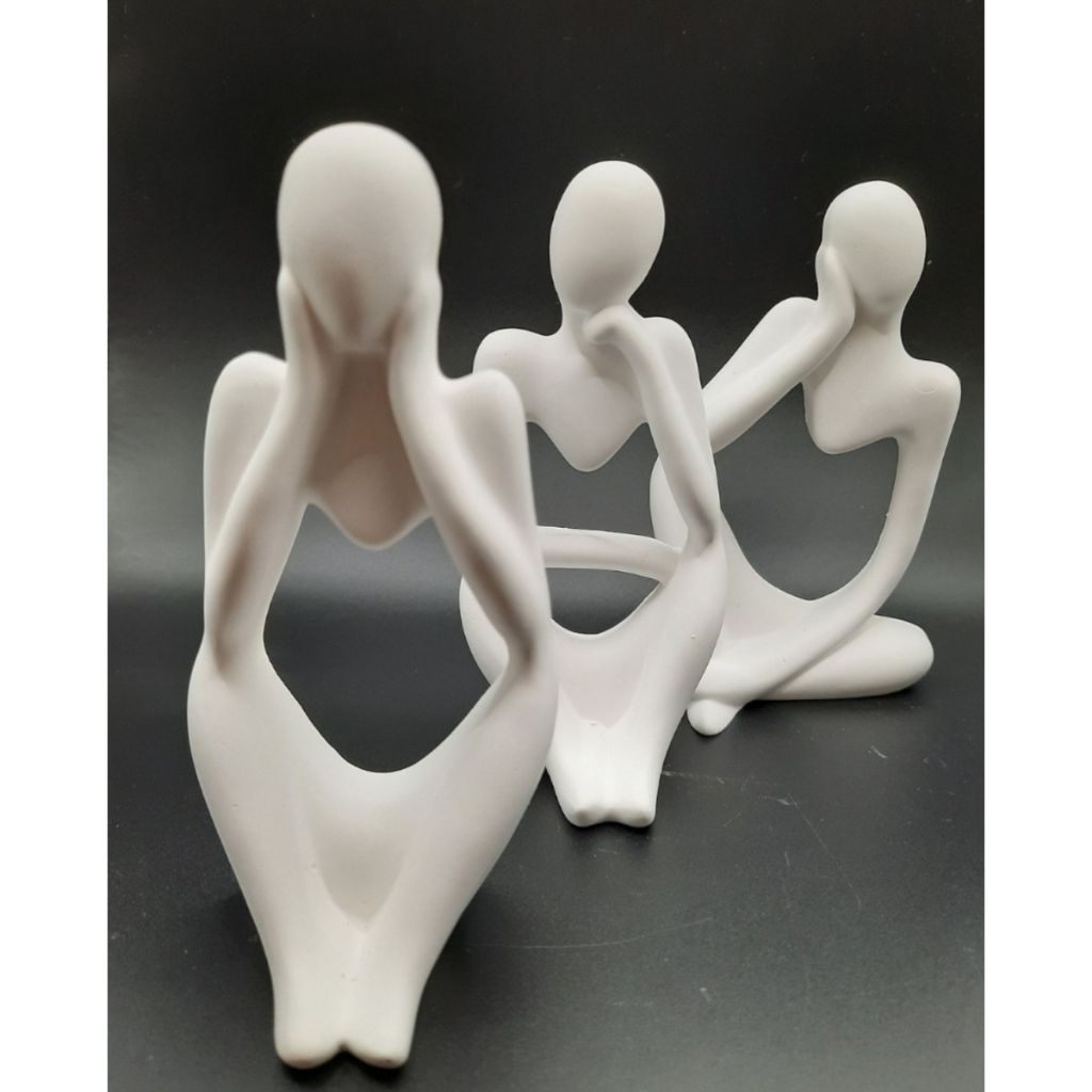 Kit Trio ou Dupla Estatueta Decorativa Quarto Sala Decoração Dourada Branca Preta em Oferta na Shopee