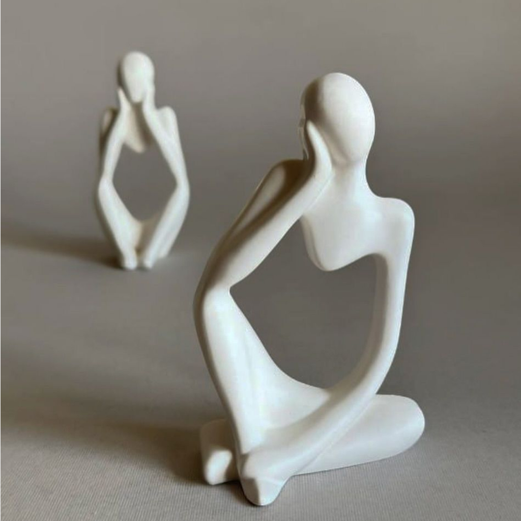 Kit Trio Dupla Estatueta Decorativa Consultorio Decoração Elegante Escritorio Dourada Branca Preta