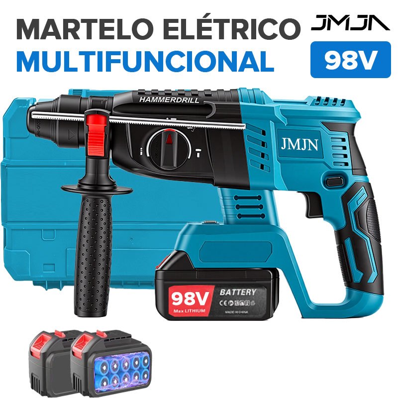 JMJN Furadeira de Impacto 98V Profissional sem Fio  2 Baterias 12.000mAh  Reversível Potente e Ergonômica