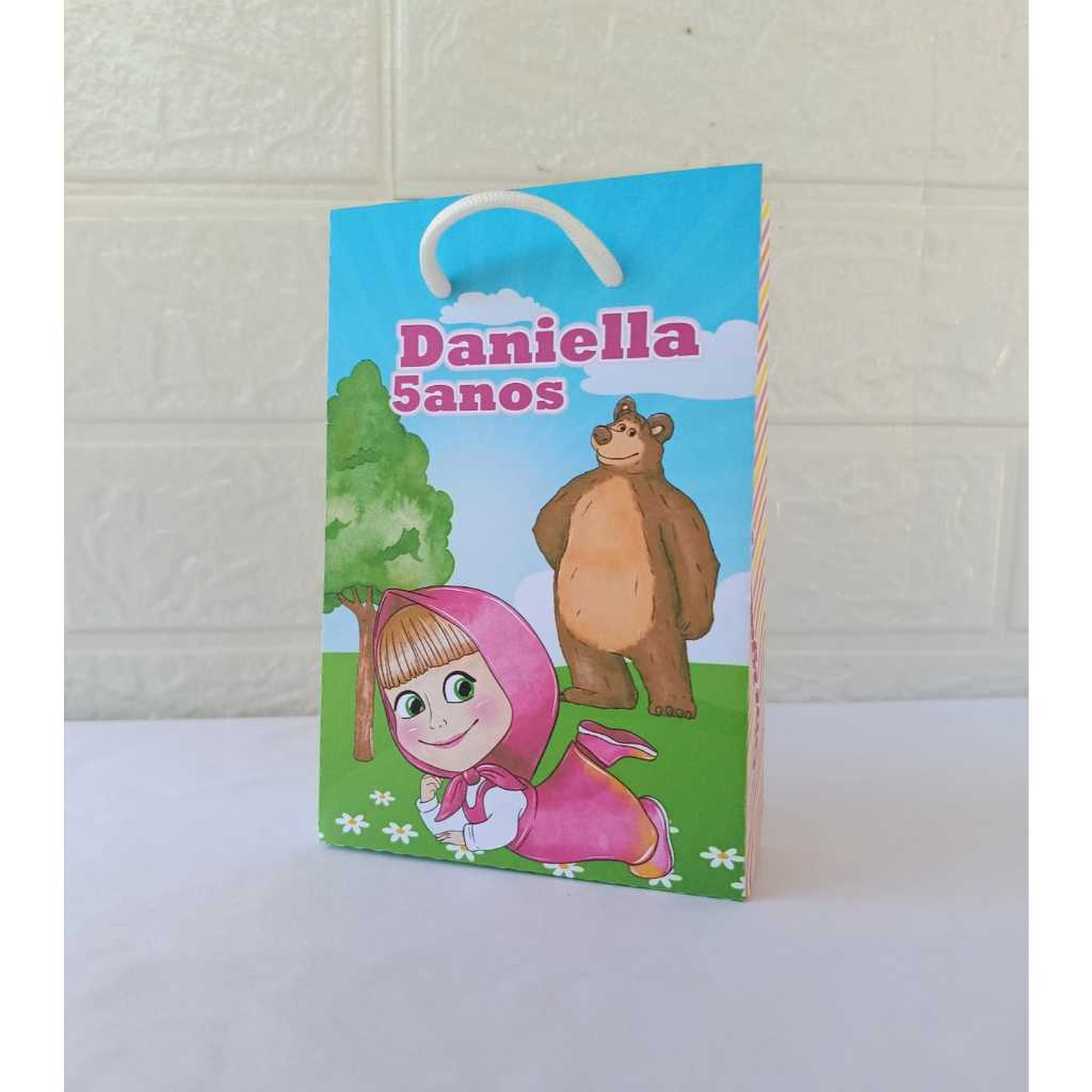 Sacolinha PP para Lembrancinha Personalizada Marsha e o Urso - Sacolinha Surpresa - PEGUE E MONTE