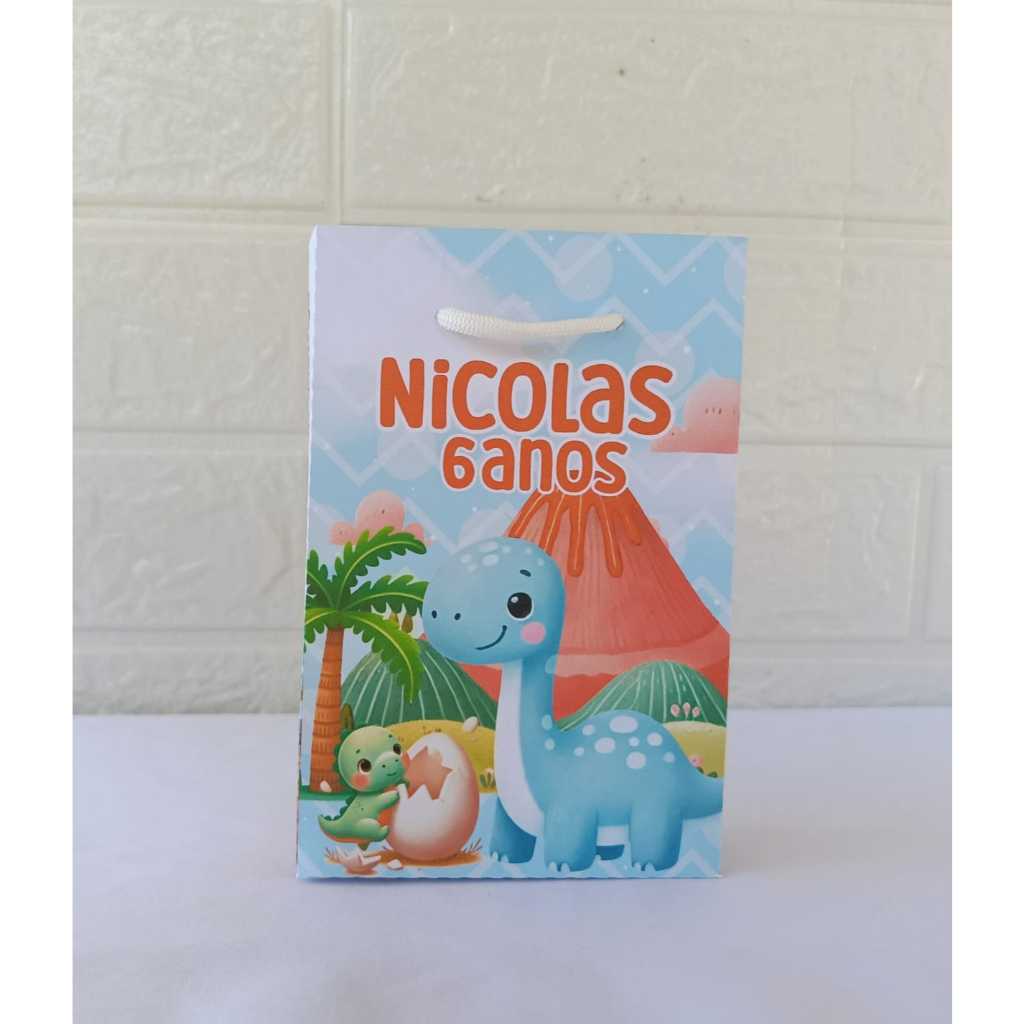Sacolinha PP para Lembrancinha Personalizada Dinossauro Baby 2 - Sacolinha Surpresa - PEGUE E MONTE