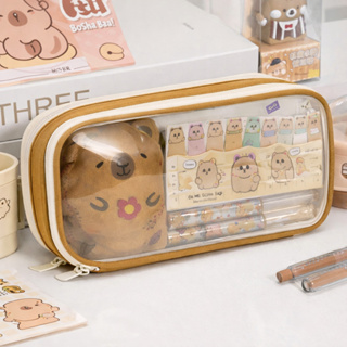 Estojo de Lápis Escolar Transparente Capivara Kuromi Grande Capacidade com Zíper Impermeável em Oferta na Shopee
