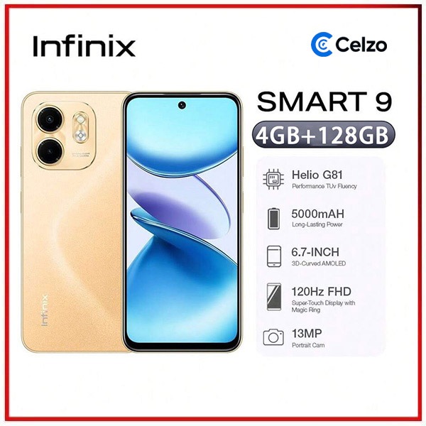 Imagem Smartphone Infinix Smart 9 4G Tela 6.7'' 4GB+128GB, Ouro Crepúsculo