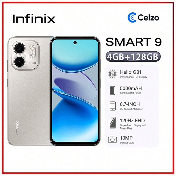 Smartphone Infinix Smart 9 4G Tela 6.7'' 4GB+128GB, Prata Titânio em Oferta na Shopee
