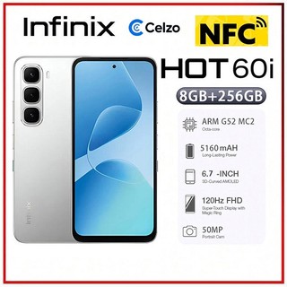 Smartphone Infinix Hot 60i NFC 4G Tela 6.7'' 8GB+256GB, Prata Titânio