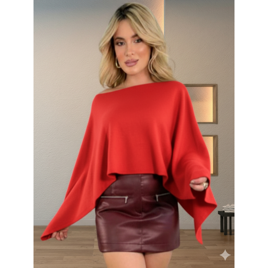 Blusa Feminina Crepe Dunas Tendência Elegante e Social (blusa capa) em Oferta na Shopee