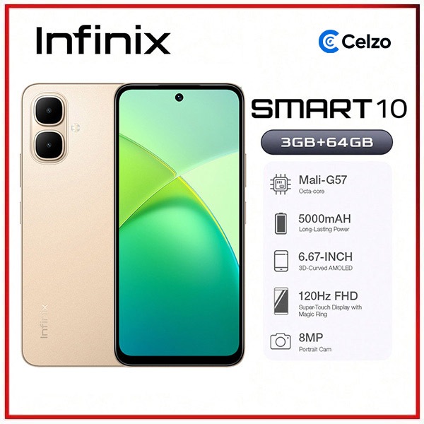 Smartphone Infinix Smart 10 4G Tela 6.67'' 3GB+64GB, Ouro Crepúsculo em Oferta na Shopee