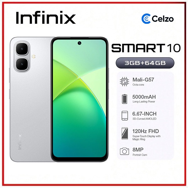 Smartphone Infinix Smart 10 4G Tela 6.67'' 3GB+64GB, Prata Titânio em Oferta na Shopee