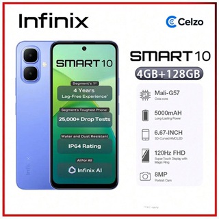 Smartphone Infinix Smart 10 4G Tela 6.67'' 4GB+128GB, Azul Íris em Oferta na Shopee