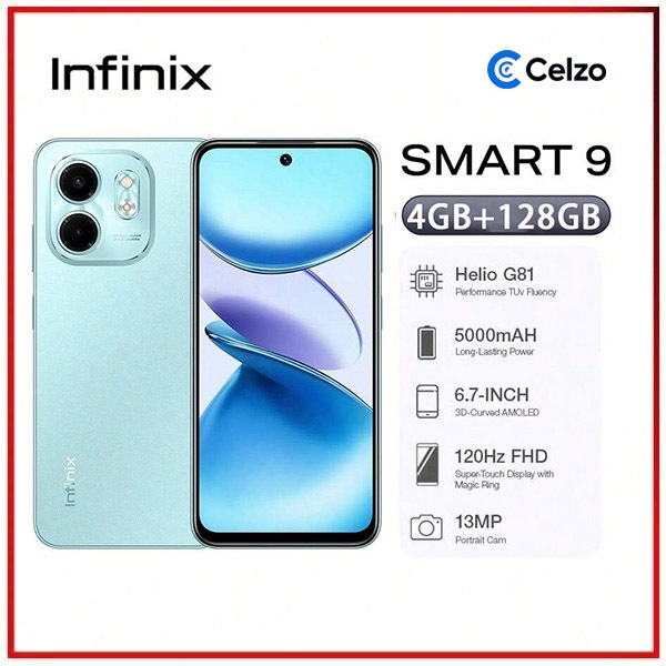 Smartphone Infinix Smart 9 4G Tela 6.7'' 4GB+128GB, Verde Menta em Oferta na Shopee