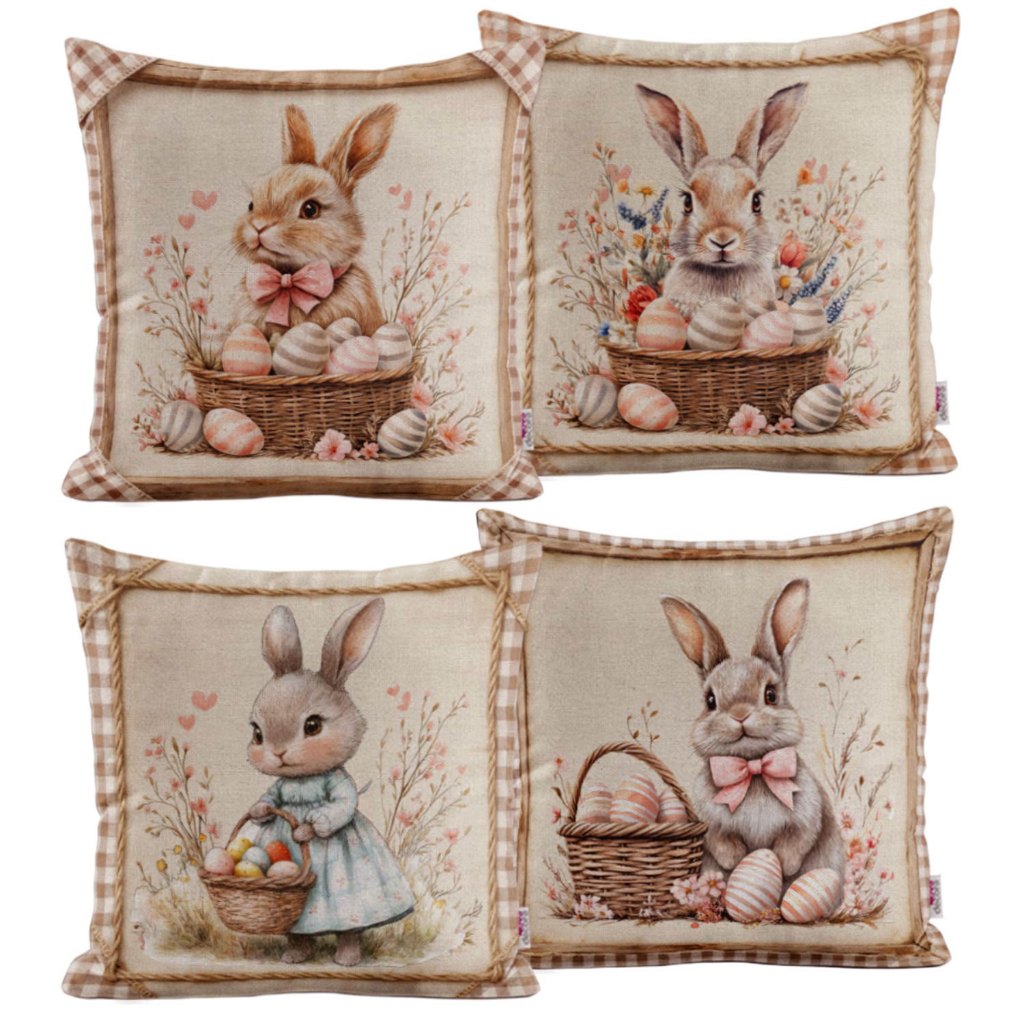 Kit 4 Capas de Almofadas Coelho da Páscoa Decorativas para Sofá, Cama, Sala - Novadecora em Oferta na Shopee