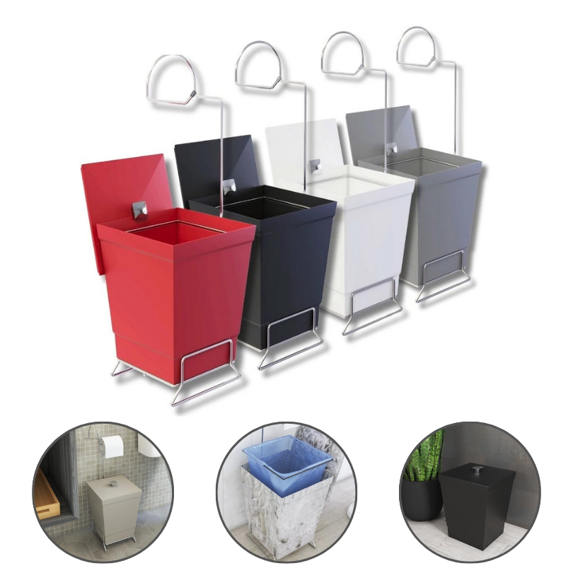 Lixeira Banheiro Com Suporte Inox Para Papel Higiênico Moderna Elegante 6,5 Litros em Oferta na Shopee