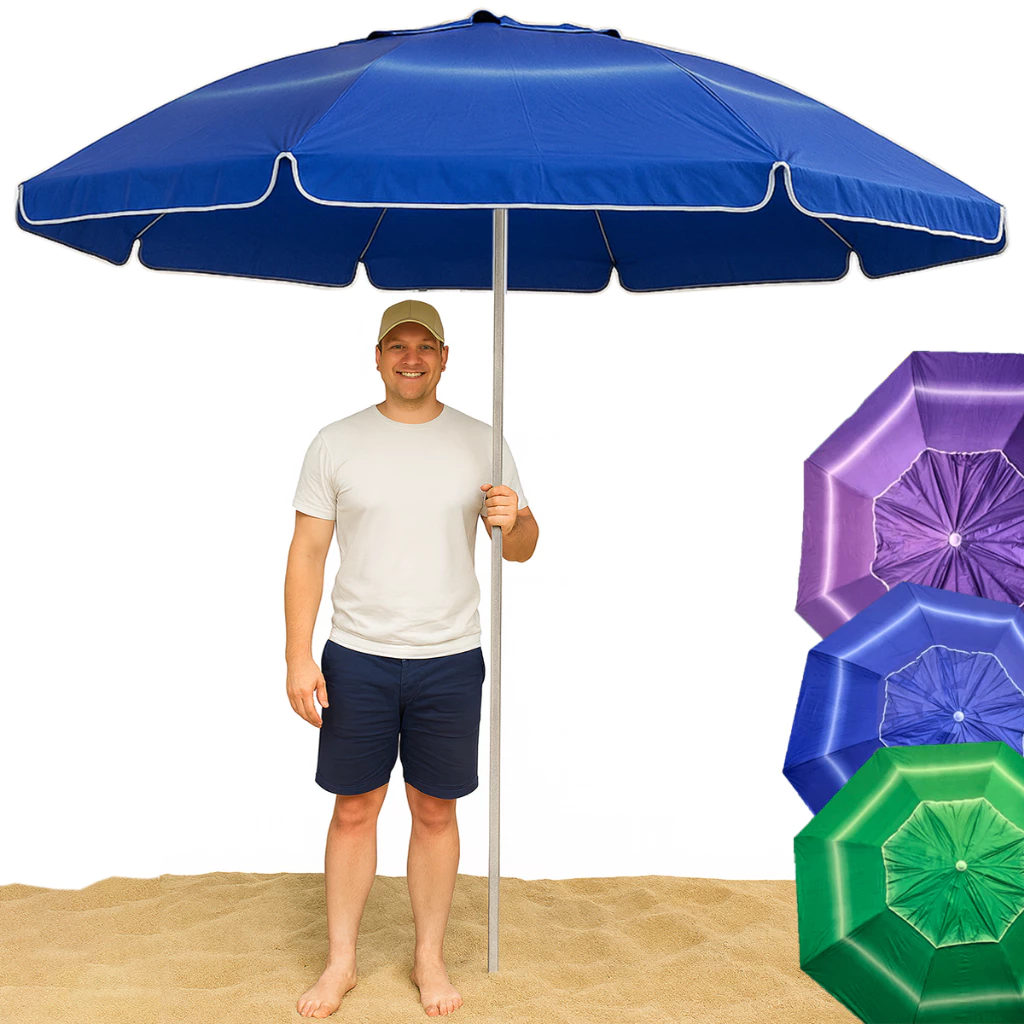 Guarda Sol Gigante 2,40m Uv Praia Piscina Respirável Verão Camping Incliável Reforçado Família Churrasco — imagem 1