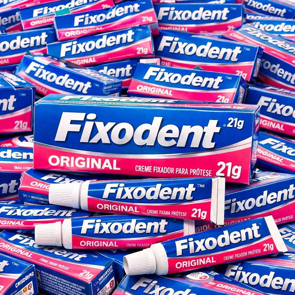 Fixodent Original 21g Creme Fixador Para Prótese Dentária - Fixação Forte - Caixa com 24 Unidades