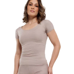 Camiseta Segunda Pele Anágua Manga Curta Feminina Conforto Lisa Blusa Baixo