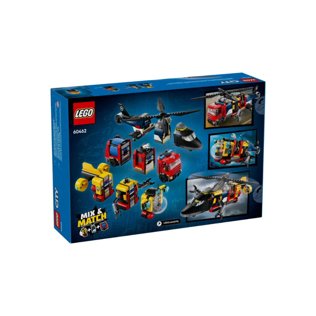 Lego City Helicóptero, Caminhão de Bombeiros e Submarino