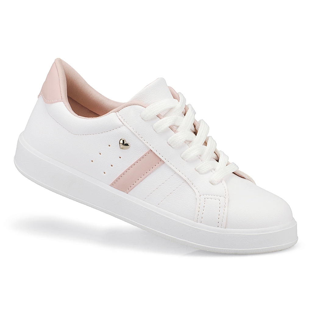 Tênis Casual Feminino Branco Cadarço Leve e Confortável  28-040 em Oferta na Shopee