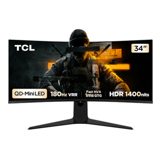 Monitor Gamer Curvo TCL 34" QD Mini LED WQHD 180Hz 2 HDMI HDR1400 34R83Q em Oferta na Shopee