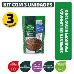 Semente De Linhaça Marrom Sem Glúten Vitao 150G - Kit 3 Unidades