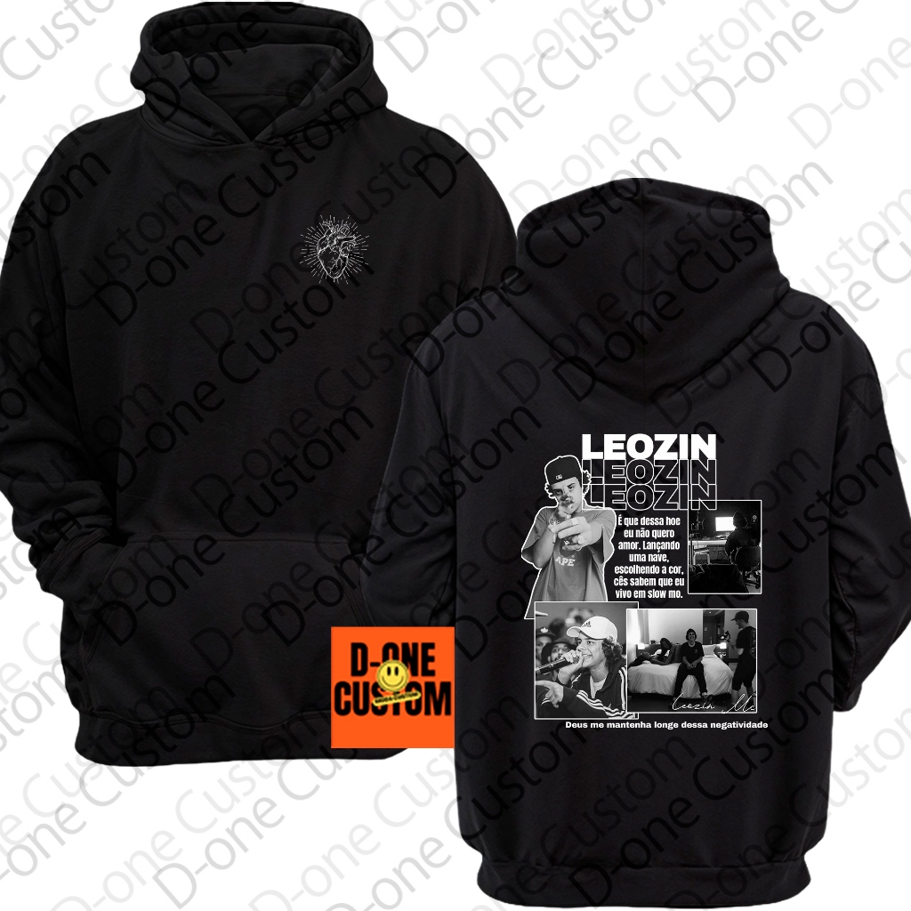 Blusão De Frio Moletom Leozin MC Cantor Roupa Show Hip-Hop Casaco Confortável Com Capuz Unissex Logo