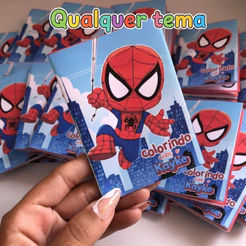 Mini Livro De Colorir Personalizado 10x7cm Qualquer Tema - Lembrancinha De Festa Infantil Jardim encantado/Safari