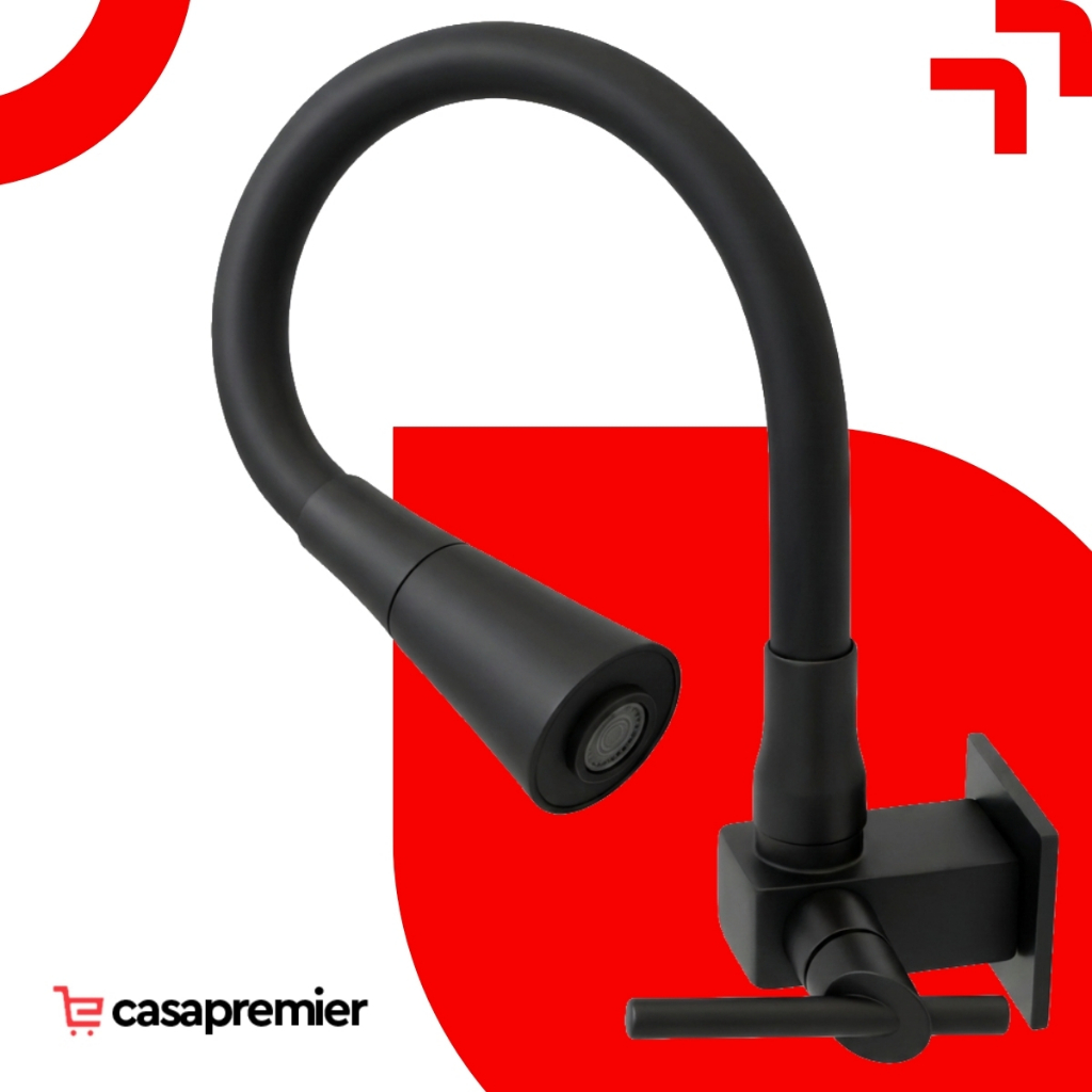 Torneira Gourmet Preta Flexível De Parede Para Pia De Cozinha Arejador 02 Modos Pratica em Oferta na Shopee